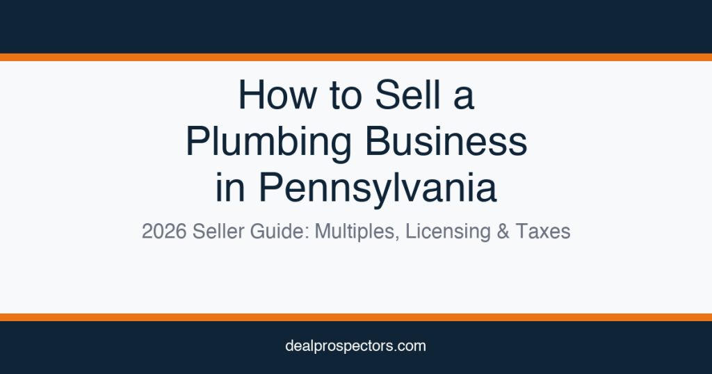 How to Sell a Plumbing Business in Pennsylvania – 2026 Seller Guide