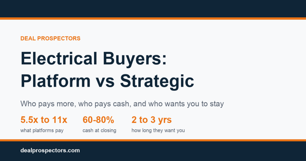 Electrical business buyers compared: investor-backed platforms versus strategic acquirers