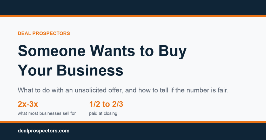 What to do with an unsolicited offer to buy your business, and how to tell if the number is fair